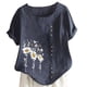 thumbnail image 1 of Gibobby Camisetas Mujer Manga Corta Camiseta manga corta con estampado cuello redondo y dobladillo manga corta para mujer verano, camiseta ajustada con(Azul oscuro,CH), 1 of 5