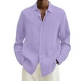 thumbnail image 1 of MesaSe Chemise à Manches Longues en Coton et Lin pour Hommes, Col Rabattu Ample, 1 of 6