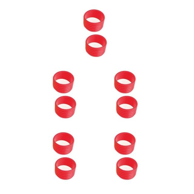 ZheElen 2 Pieces Silicone Tennis Racket Handle Ring Removable Reusable Solid Color Decorative Band Exercising Sports Overgrip Red 5Set