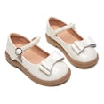 thumbnail image 5 of JAJAHO Girls Mary Jane Flats Dress Shoes Bow Pearl Pu Leather Hook And Loop Kids School Uniform Shoes Wedding Party Footwear 2-13Y, 5 of 6