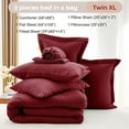 thumbnail image 5 of 5 Pieces Twin XL Comforter Set, Soft Bed in a Bag Twin XL Size, All Season Bedding Set with Comforter, Flat Sheet, Fitted Sheet, Pillowcases & Shams, Burgundy Red, 5 of 14