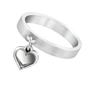 AERAVIDA Loving Pair of Dangle Heart Charms Sterling Silver Band Ring - 9