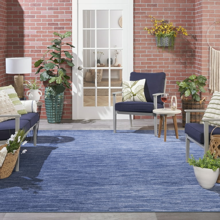 Nourison Essentials Large Outdoor Navy Blue Area Rug, 10' x 14 