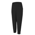 thumbnail image 6 of Elastic Waist Casual Trousers with Pockets, Cotton and Linen Blend, Black M, Size S-5XL, 6 of 9