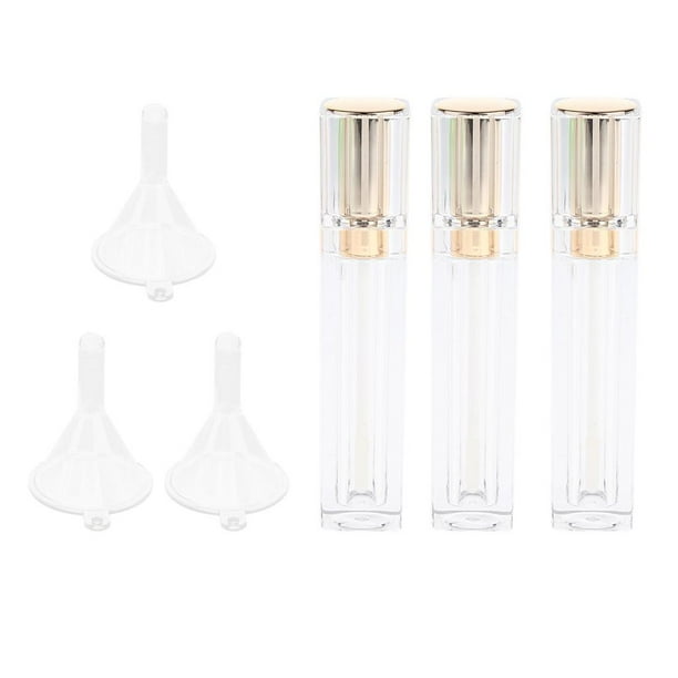 3 X Envase de Botella de Bálsamo Labial Recargable de 8 Ml con de Perfume Vacío de Embudo - Oro