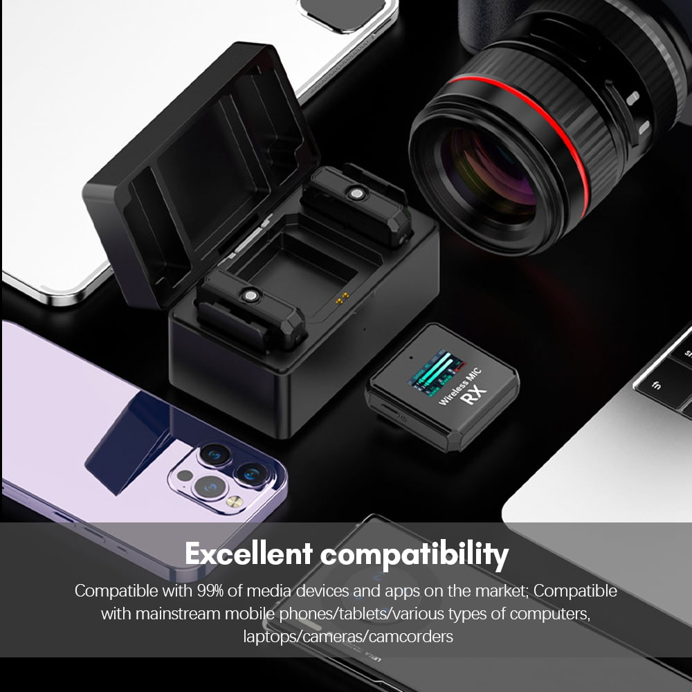 Microphones,Adapter Cables Box With Tft 100m Receiver 2pcs Box Screen Compatible Noise Reduction With Lavalier Clip-on Android 2pcs S Box Clip-on Microph00m Noise Buzhi Tft Sn 3pcs