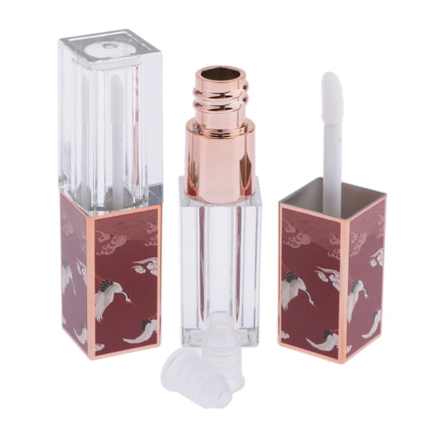 Paquete de 2 tubos de brillo - Tarros de plástico vacíos y recargables Recipiente para lápiz - Soporte para bálsamo 02 Macarena Envase vacío del tubo del brillo de labios