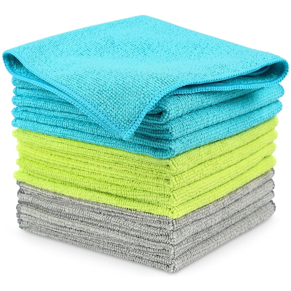 Microfiber Cleaning Cloth-12PK,Soft Microfiber Towels for Cars,Absorbent Cleaning Rags,Lint-Free Streak-Free Wash Cloths for House,Kitchen,Window(12in.x12in)