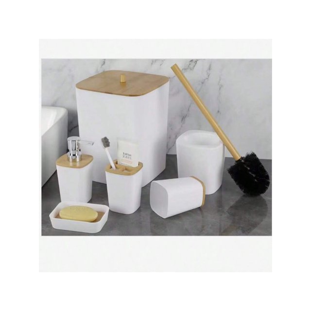 6pcs Luxury Bathroom Accessory Set, Including Soap Dish, Toothbrush Holder, Cup, And Etc.