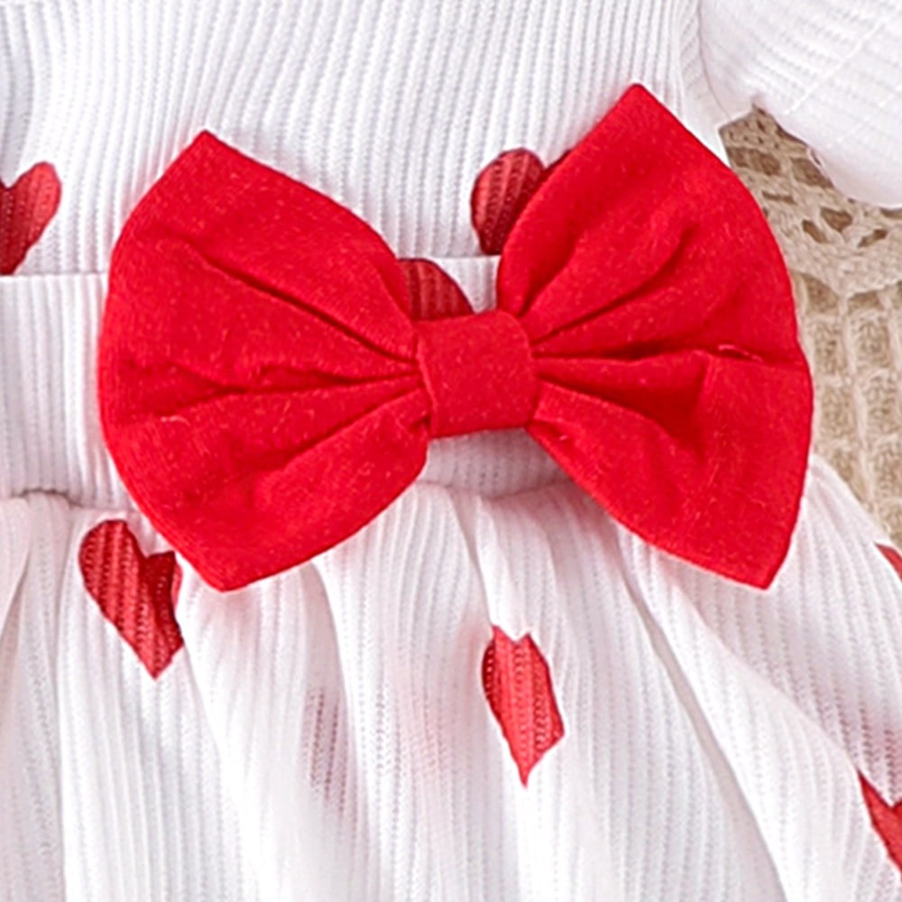 Baby Princess Bodysuit Dresses For Newborns Allover Heart Print Romper Infants Onesies With Socks Headband Baby Girl Clothes