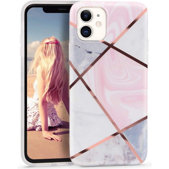 Case For Iphone 11 Glitter Marble Soft Silicone Phone Case Stone Marble Slim Tpu Bumper Phone Case Flexible Protective Case Soft Back Cover Rubber Thin (Pink 1)