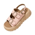 thumbnail image 2 of Norvail Womens Thick Platform Sandals with Adjustable Double Strap, Soft Footbed with Back Strap, Arch Support Summer Beach Slip On Leather Flat Sandals, Walking Sandals for Women With Arch, 2 of 4