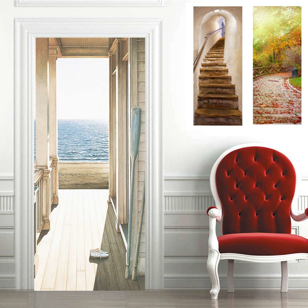 3D Stair to sky Self-adhesive Door sticker Decorative mural Removeable