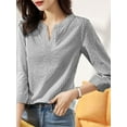 thumbnail image 5 of ZANZEA Polyester Cotton Three Quarter Sleeve V-Neck Stripe Printed Blouses Womens, 5 of 6