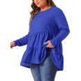 thumbnail image 4 of Agnes Orinda Women's Plus Size Babydoll Tops Long Sleeve Crew Neck Casual Loose Peplum Blouses Tunics 2X Royal Blue, 4 of 6