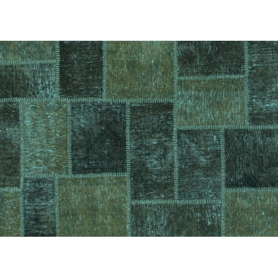 Ahgly Company Indoor Rectangle Patchwork Light Blue Transitional Area Rugs, 2' x 5'