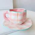 thumbnail image 2 of Taza de café de cerámica irregular, grande con bandeja, taza para beber, taza de té de 250 ml para , café, oficina en casa, Nad, Rosa blanco SM SunniMix taza de café con leche, 2 of 7