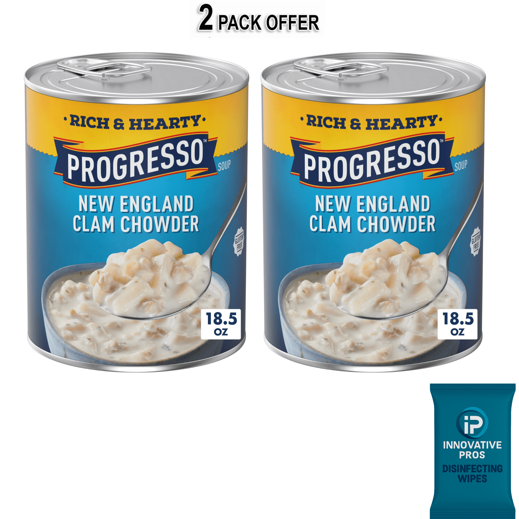 Progresso New England Clam Chowder Soup, Rich & Hearty Canned Soup, Gluten Free, 18.5 oz