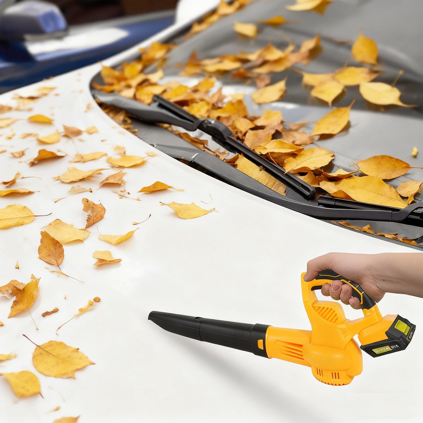 SUSUZI 21V Cordless Leaf Blower, 320CFM/150MPH Brushless Motor Blower with 2×2.0Ah Batteries, 2.7lbs Lightweight One-Hand Operation, All-Season Yard Care Tool for Lawn Snow Removal