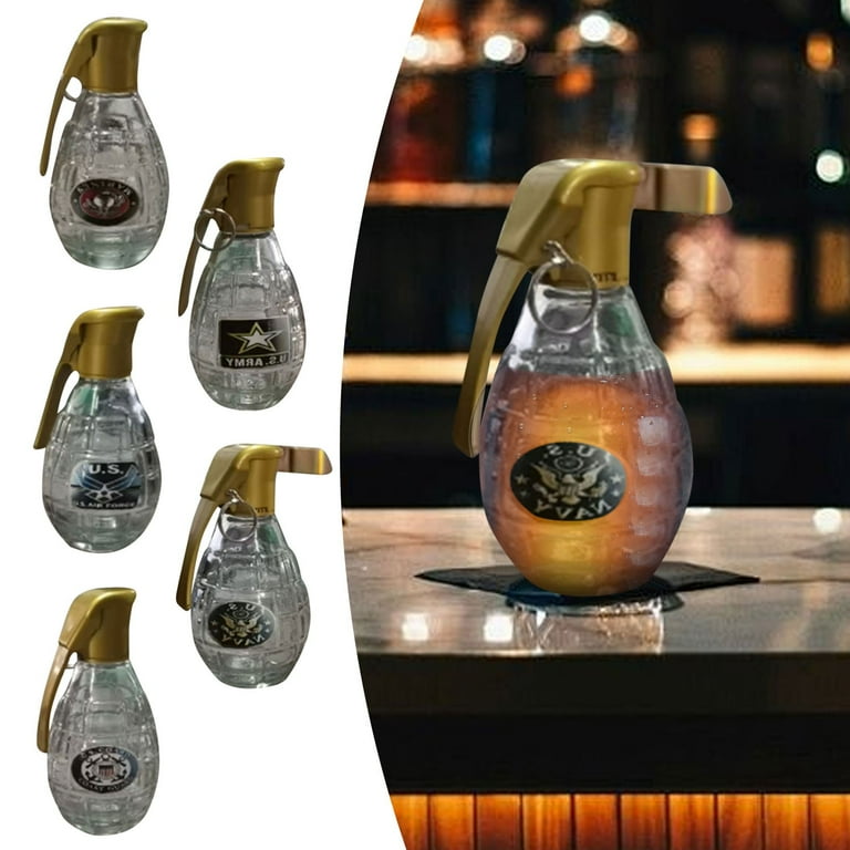 2025 Military Hand Grenade Whiskey Bottle – Engraved Grenade-Shape Glass, 300ml Veteran Tribute Gift-C