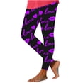 thumbnail image 3 of Feancey On Sale Leggings for Women Butt Lift Heart Print Yoga Tights Valentines Day Stretchy High Waisted Tummy Control Skinny Pants Soft Cute Workout Leggings Purple XXL, 3 of 8