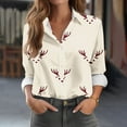 thumbnail image 5 of Long Sleeve Christmas Shirts for Women Button Down Plus Size Xmas Festive Tops Xmas Prints Loose Collared Blouses (M, Beige), 5 of 5