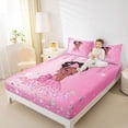 thumbnail image 3 of Castle Fairy Shiny Pink Princess Bed Sheets 4-Piece,Dazzling Starry Backdrop Full Size Sheets,Rose Magenta White,1 Fitted Sheet, 1 Flat Sheet and 2 Pillowcases, 3 of 6