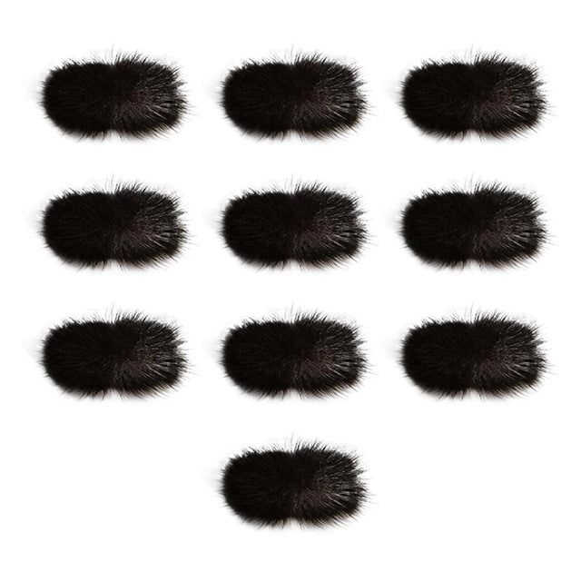 10 pompones de piel artificial surtidos para manualidades, para llaveros y guantes. Negro