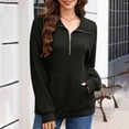 thumbnail image 4 of fheaev Quarter Zip Up Long Sleeve Shirts for Women Casual Round Neck Knit Sweater Tunic Tops Casual Fall Outfits Clothes Ladies Basic Tees Blouses Wearring with Leggings, 4 of 8