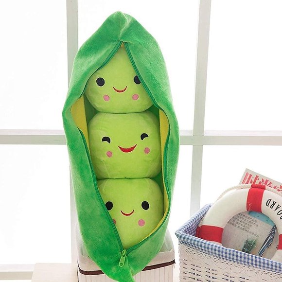 Jouet en Peluche Grosse Cosse de Pois Coussin Gousse de Pois Mignon Jouets en Peluche Pois (Vert)