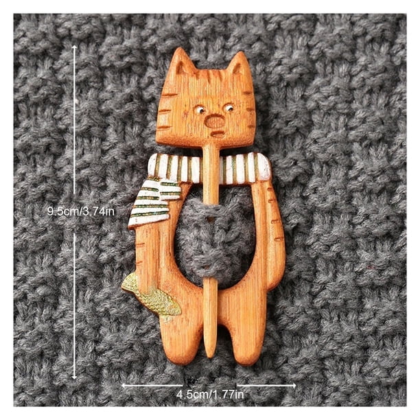 Lindo Animal Otoño e Invierno suéter broche de madera bufanda suéter forma de alfiler decoración hebilla fija