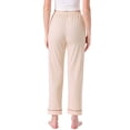 thumbnail image 3 of INSPIRE CHIC Womens Pajama Pants Cotton Knit Ribbed Elastic Waist Straight Leg with Pockets Loungewear Casual Home XS Beige, 3 of 6