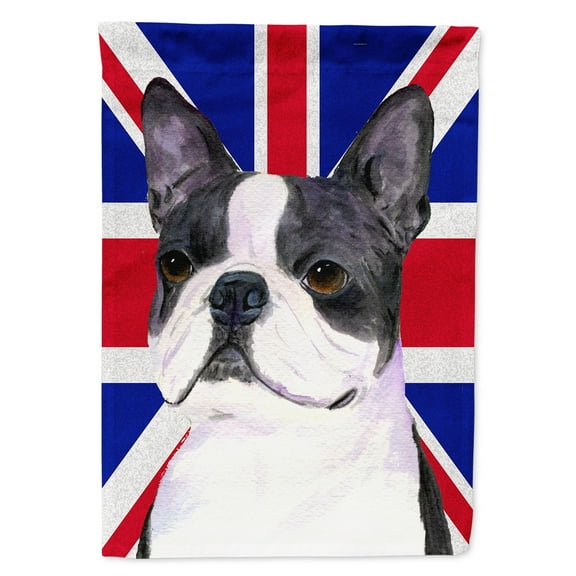 Boston Terrier with English Union Jack British Flag House Flag