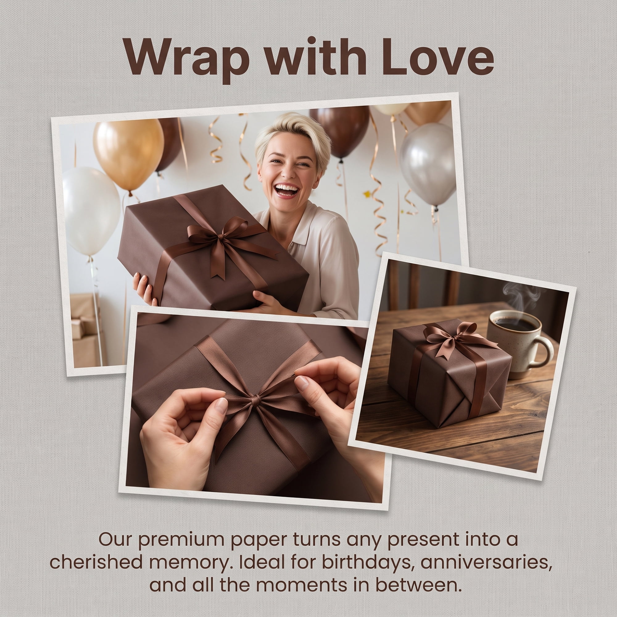 Unique Bargains Heavyweight Wrapping Paper for Gifts and Presentations Brown 27.6" x 19.7"