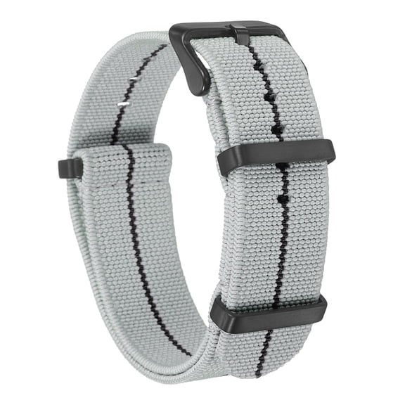 Uxcell Elastic Nylon Watch Band 22mm One-Piece French Watch Strap Waterproof Replacement Wristwatch Strap with Black Buckle for Men Women, Grey/Black
