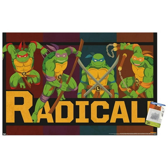 Teenage Mutant Ninja Turtles - Radical Wall Poster with Push Pins, 22.375" x 34"
