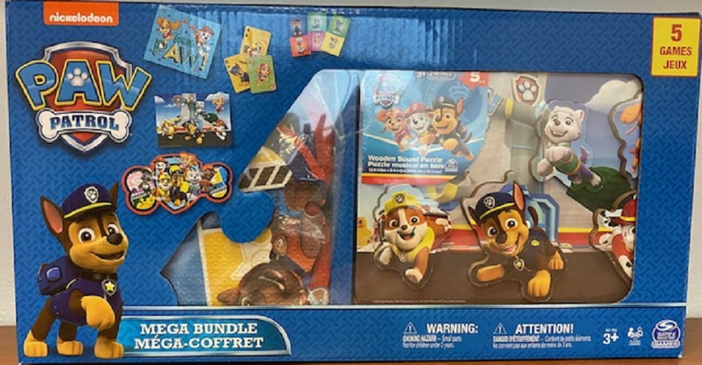 PAW Patrol Mega Bundle 5 Games Set Toy Kids Puzzle Dominoes Jumbo Cards Wood 