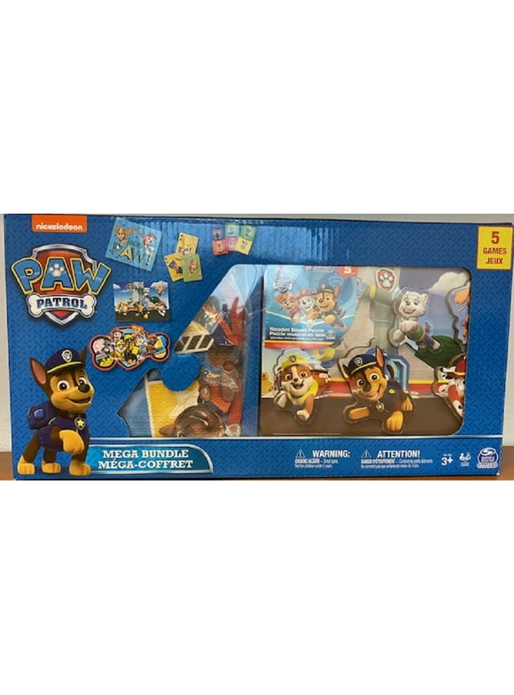 PAW Patrol Mega Value Bundle with Puzzles, Dominoes, Playing Cards, and Wood Sound Puzzle, for Families and Kids Ages 3 and up