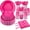Hot Pink, variant on 175 Pcs Black Plates and Napkins 25 Guest Black Graduation Party Supplies Includes Scalloped Party Plate Napkins Cups Plastic Cutlery for 2026 Graduation, Birthday, New Year