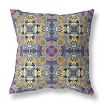 Clover Leaf Floral Suede Zippered Pillow with Insert Purple Green 16"x16"