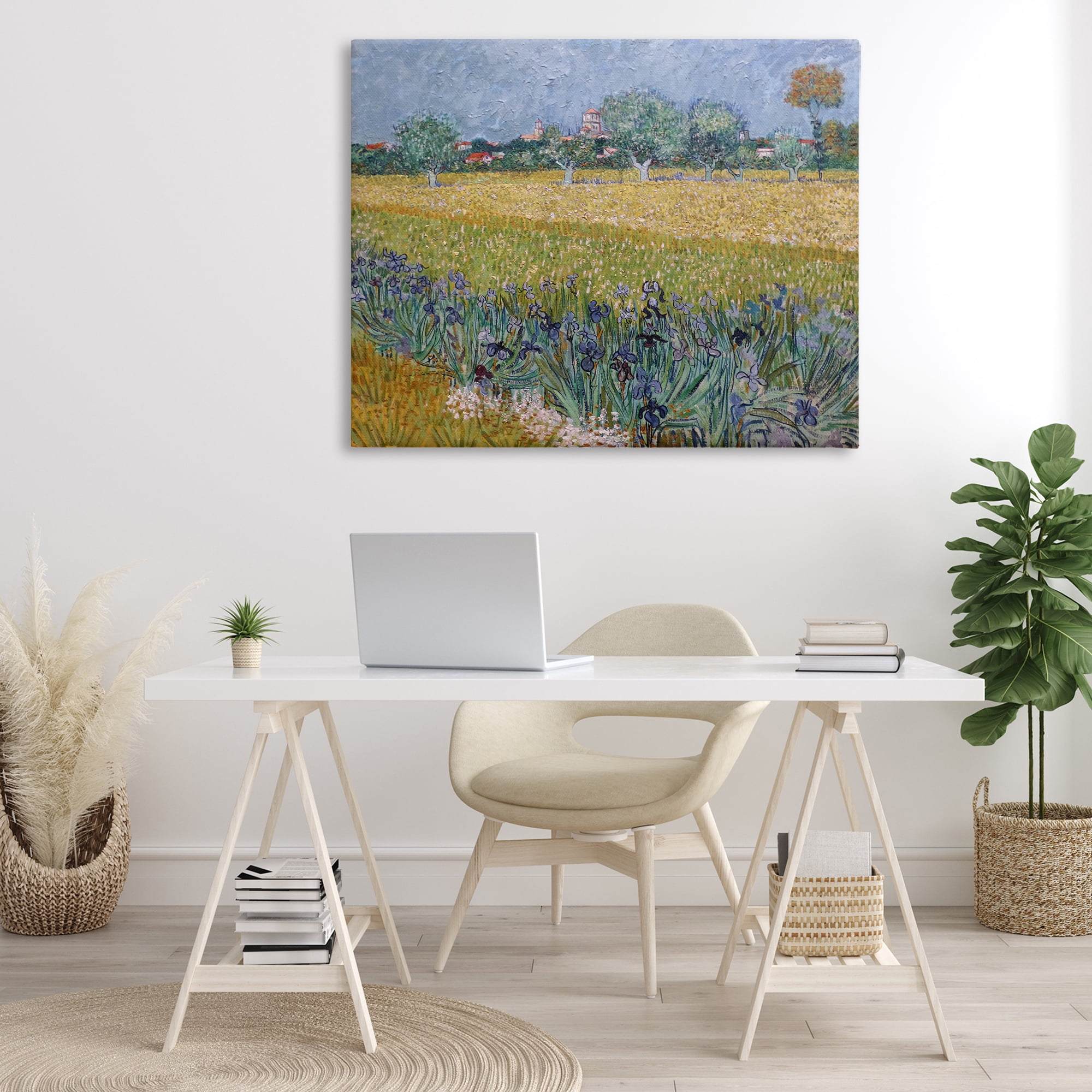 Stupell Industries Van Gogh View of Arles Landscape & Nature Painting Wrapped Canvas Art Print Wall Art, 48 x 36