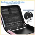 thumbnail image 4 of Zipper Binder with Shoulder Strap 2 inch 3 Ring Waterproof File Folder Organizer Bag 500 Sheet Cute Stars and Pink Clouds, 4 of 8