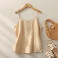 thumbnail image 2 of Tank Tops for Women, Solid Cotton Linen Fresh Embroidery Sleeveless Casual Trendy Camisole Vest, 2 of 3