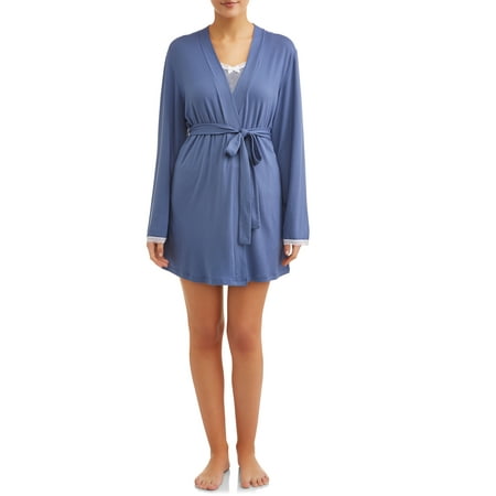 JV Apparel Women's and Women's Plus Knit 3-Piece Short Cami and Robe Sleep (Best Clothes To Wear On A Night Out)