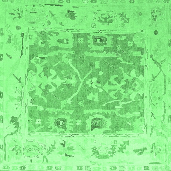 Ahgly Company Indoor Square Oriental Emerald Green Traditional Area Rugs, 4' Square