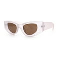 thumbnail image 6 of Womens Classy Mod Thick Plastic Triangular Cat Eye Rectangle Sunglasses Pink Frost - Brown, 6 of 8