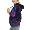thumbnail image 2 of Uemuo Galactic Wolf Stare Pattern Women's Hoodie with Eye-catching Drawstrings- Casual Pullover Hoodie with Kangaroo Pocket, Stylish Hooded Sweatshirt-Medium, 2 of 7