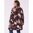 thumbnail image 4 of DARING DIVA Plus Size Open Front Knit Fabric Floral Outerwear Cardigan 1X Red Brown, 4 of 6