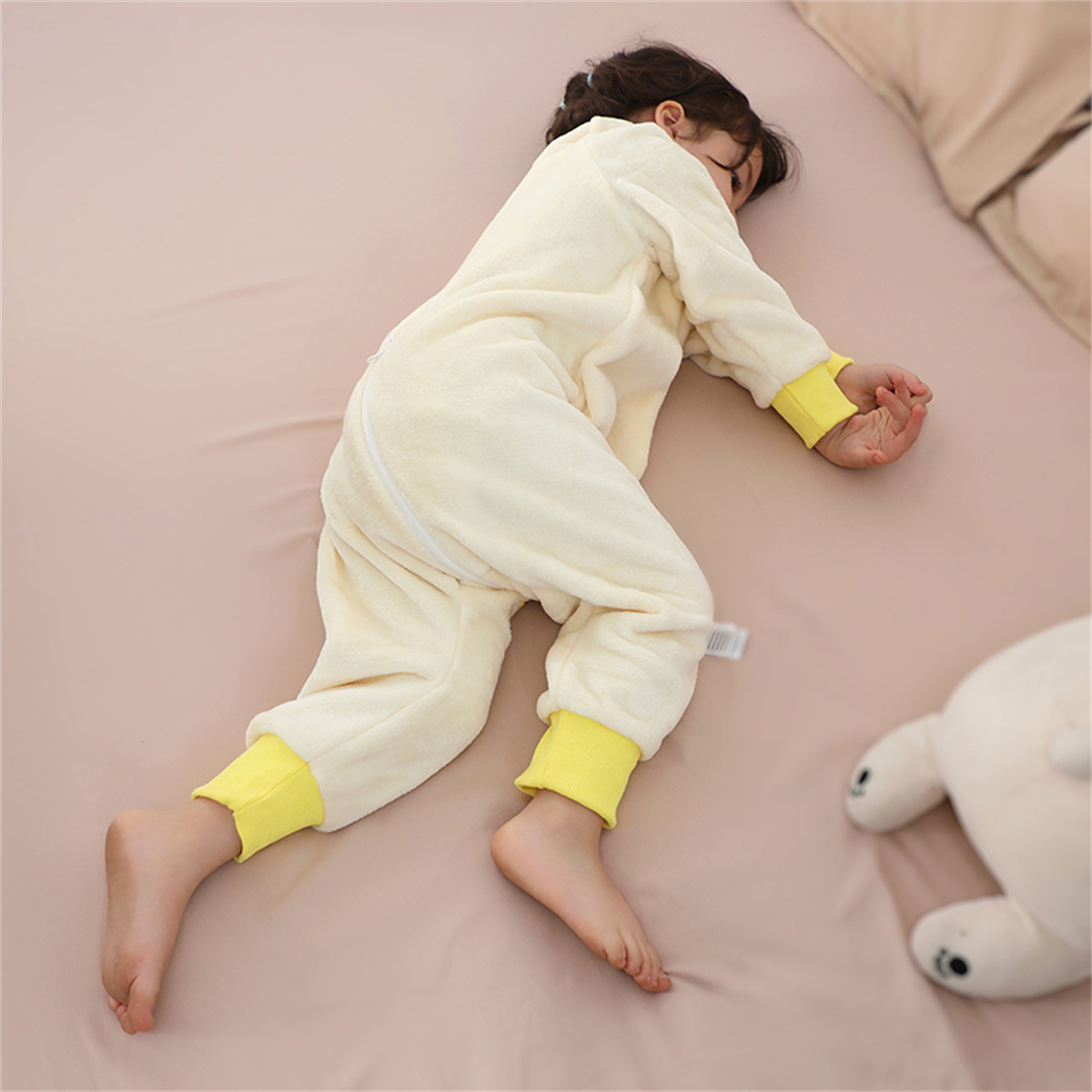 WIBACKER 9M-6Y Baby Warm Flannel Sleeping Bag with Feet, Giraffe Sleepsuit, Kids Toddler Boys Girls Double Zipper Wearable Sleep Sack