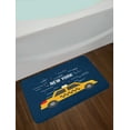 thumbnail image 2 of New York Taxi Bath Mat, NY City Cab Illustration Designed with Letter and Stars, Plush Bathroom Decor Mat with Non Slip Backing, 29.5" X 17.5", Night Blue and Earth Yellow, by Ambesonne, 2 of 2